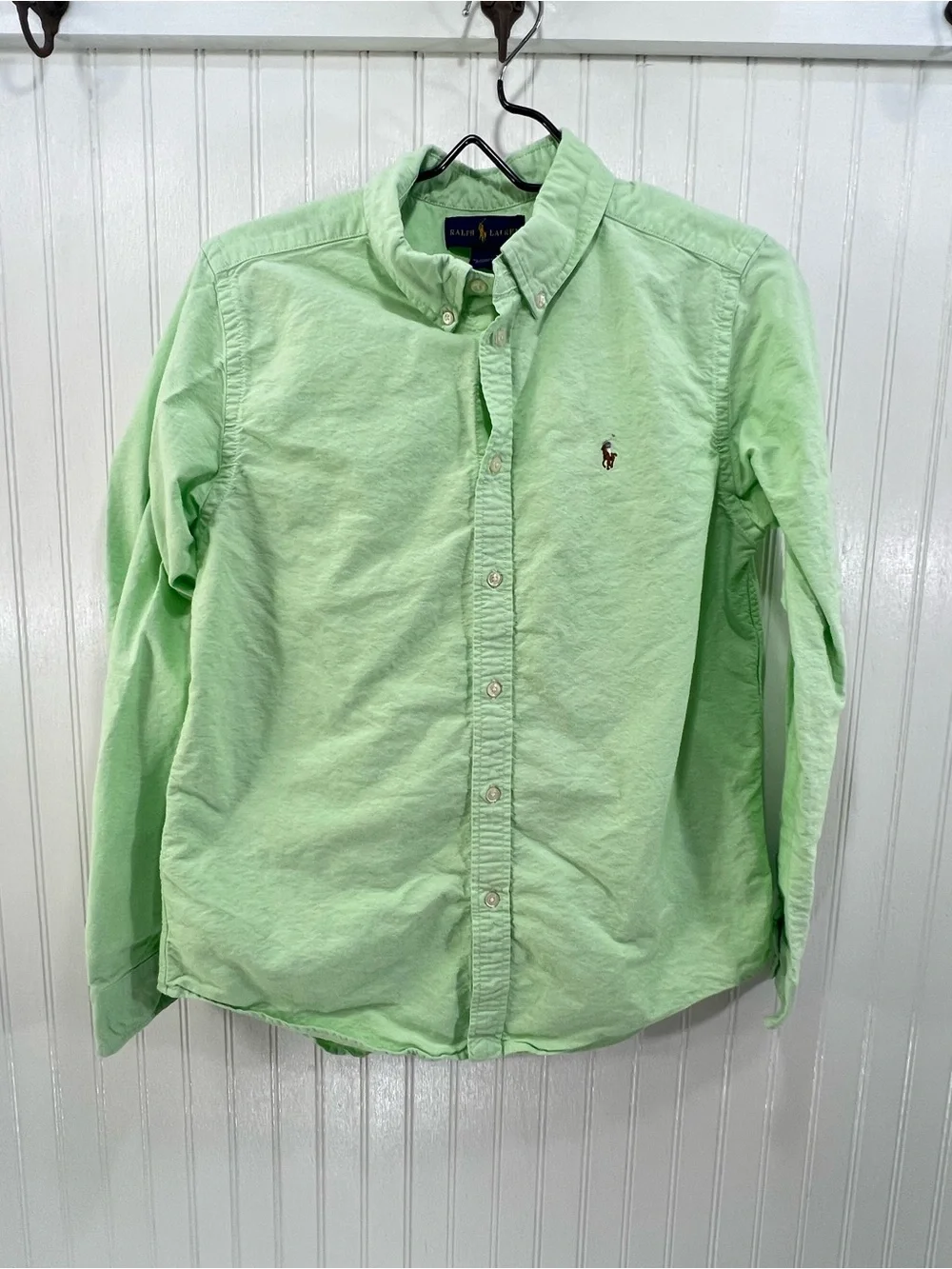 Ralph Lauren Polo Bright Lime Green Long-Sleeve Button-Down Shirt Preppy Size XL